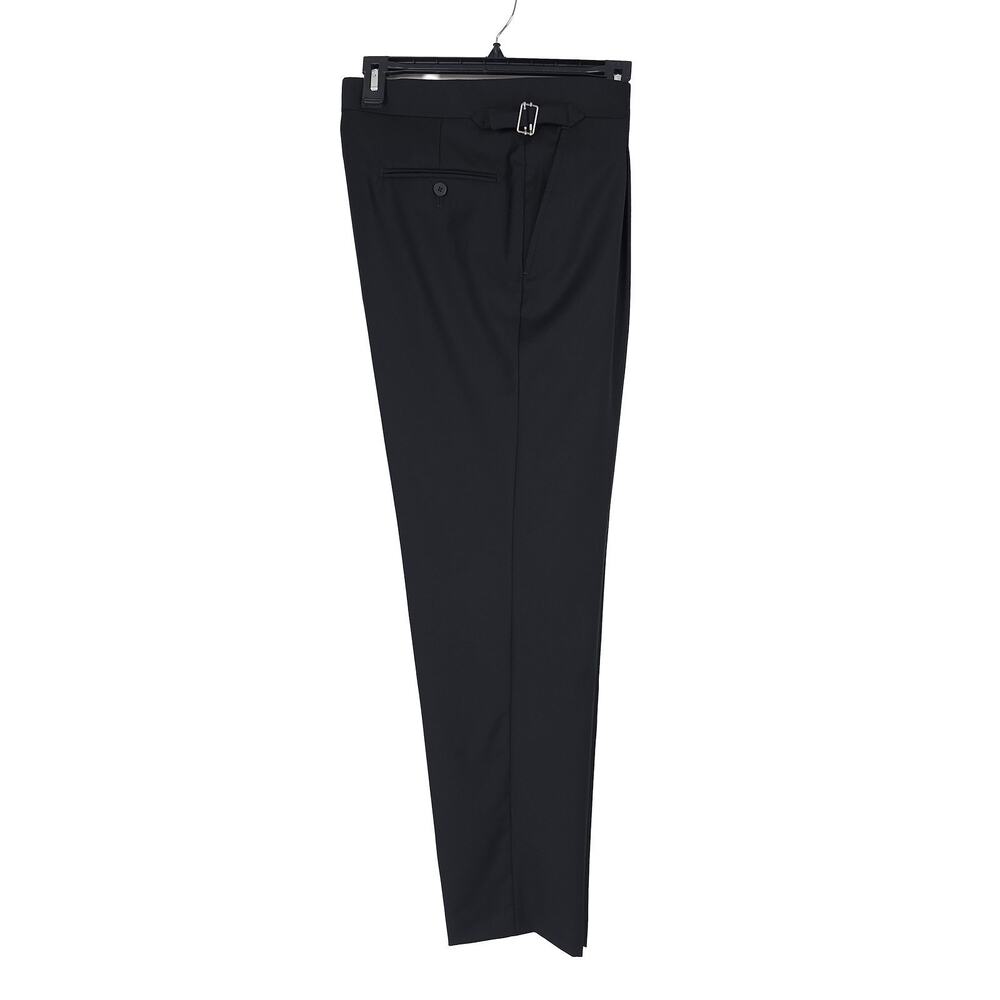 Calvin Klein Mens Slim Fit Wool Dress Pants 40x32 Black Solid Pleated NWT - Picture 4 of 13